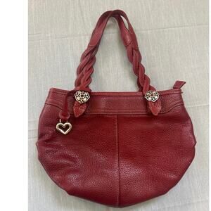 Brighton Wine Red Leather Hobo Satchel Handbag Tote Shoulder Strap 12’x9’x4’